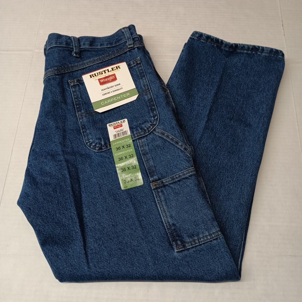 Wrangler Rustler Carpenter Jeans Men's Size 36x32‎ Blue Denim